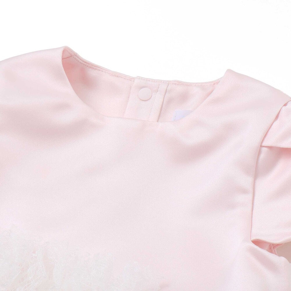 【日本製】サテンチュールモチーフドレス(70~90cm) ピンク S(70-80cm)