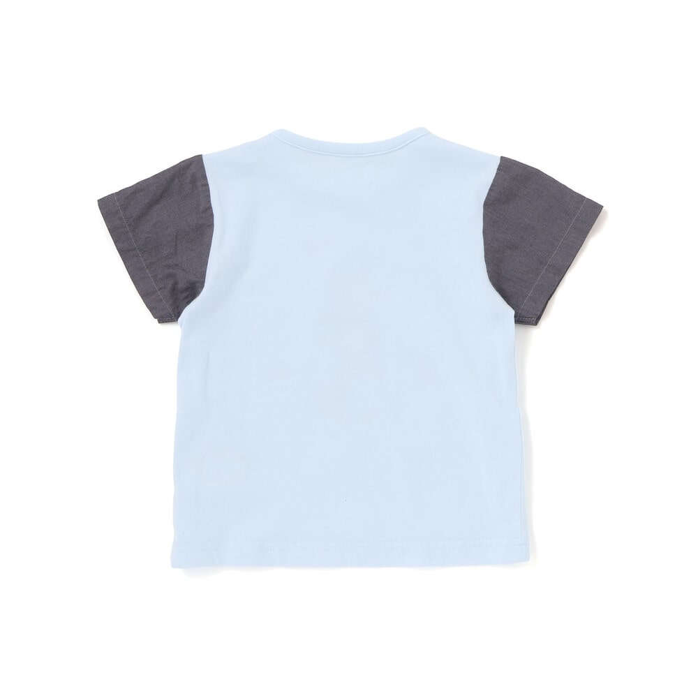 天竺半袖Tシャツ&ダンガリーパンツセット(70~90cm) ブルー系 S(70-80cm)