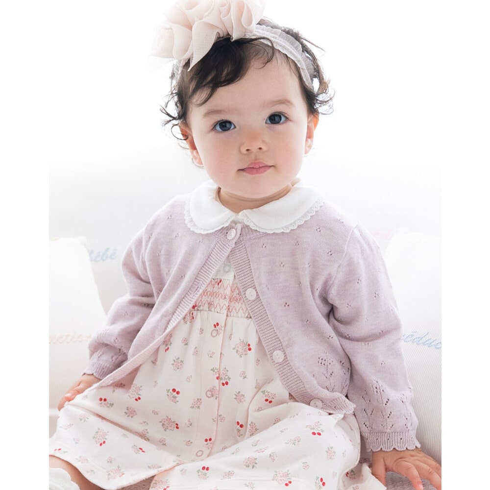 レーシー ニット カーディガン (70~90cm)(S(70-80cm) ピンク): 新生児/ベビー【女の子・男の子の子ども服と言えば】レーシー ニット  カーディガン (70~90cm)(S(70-80cm) ピンク): 新生児/ベビー【女の子・男の子の子ども服と言えば】-子供服べべの公式通販サイト  「BEBE ...