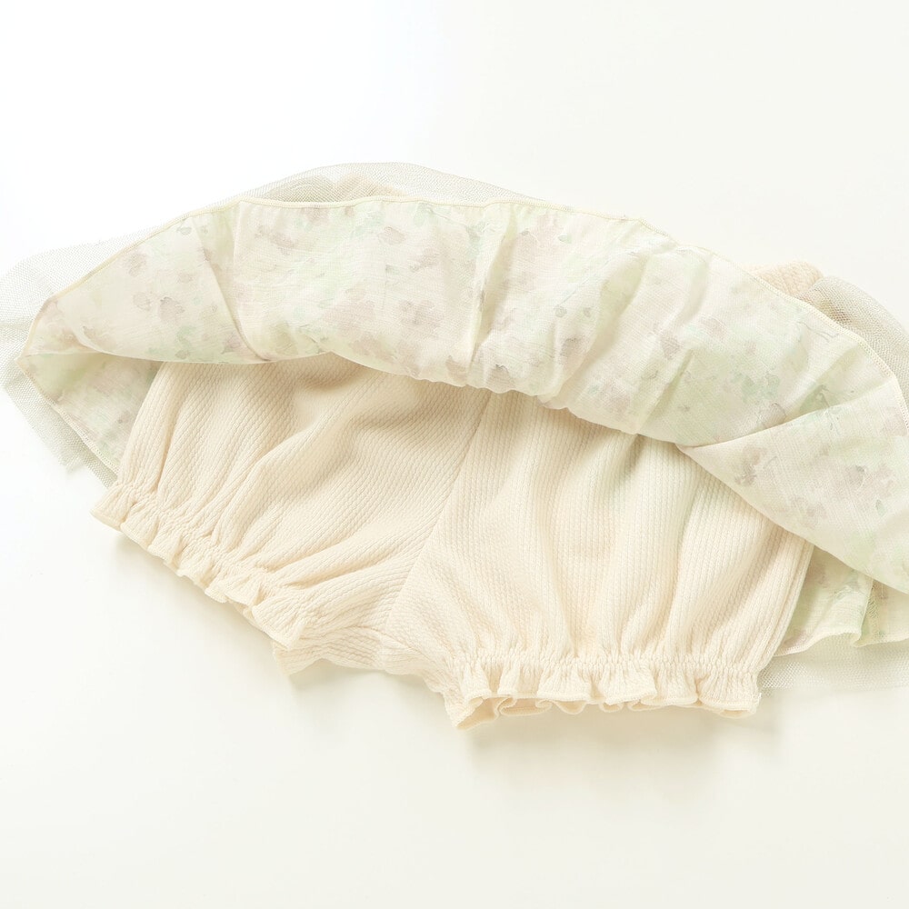 【お揃い】チュールフラワースカートブルマ(60~90cm) ベージュ系 ワンサイズ