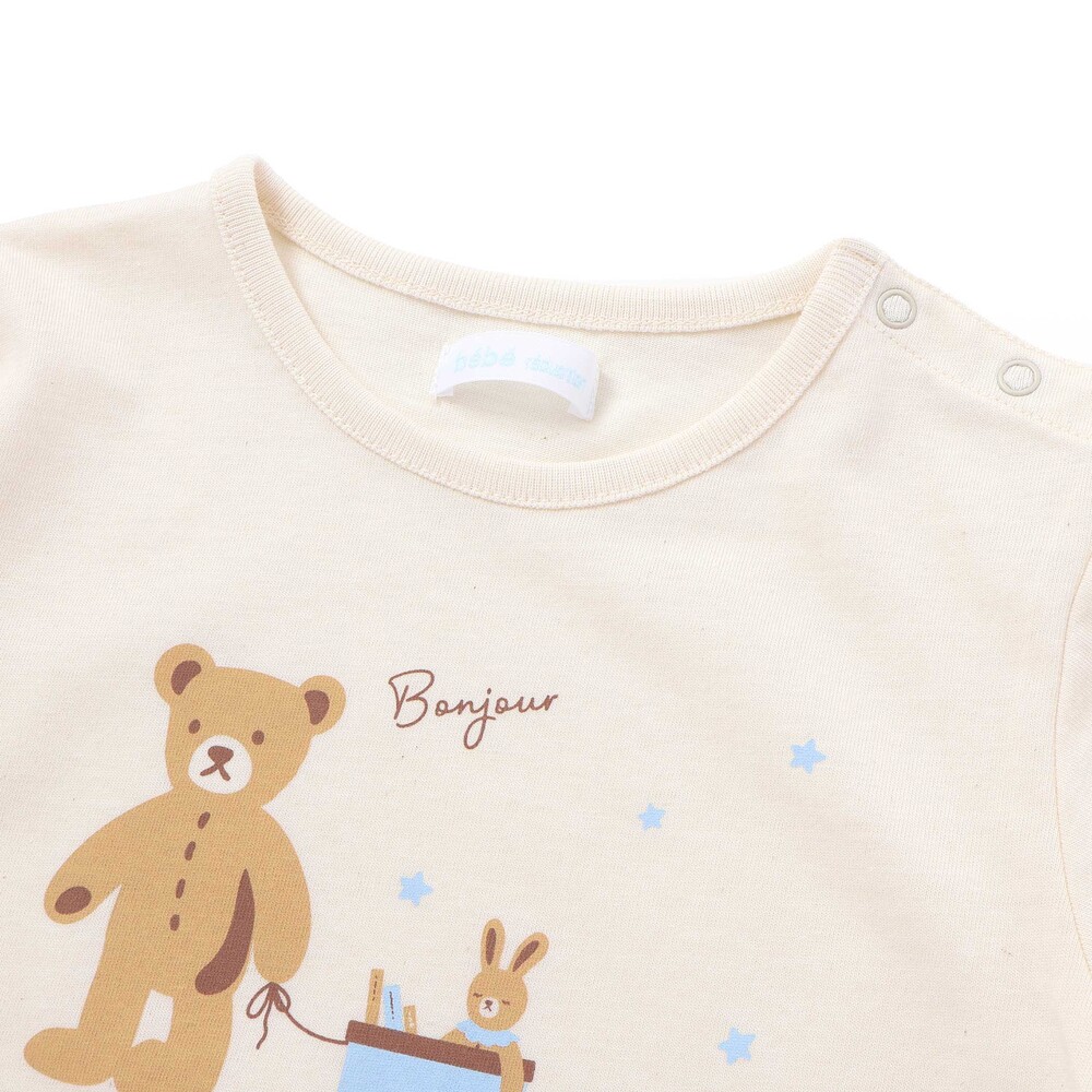 【お揃い】オーガニッククマプリント長袖Tシャツベビー(70~90cm) オフホワイト S