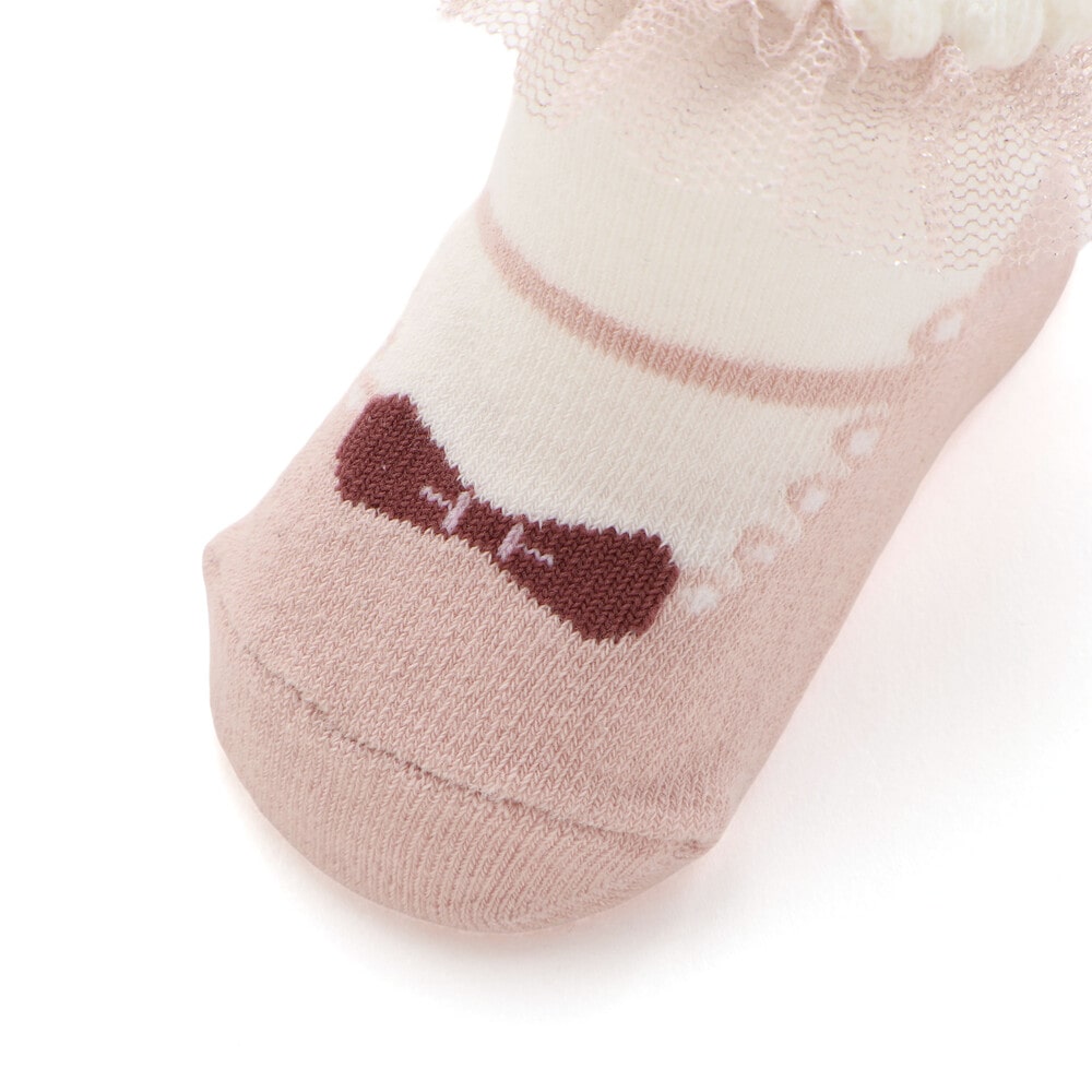 ラメチュール付きカップソックスベビー(8~13cm) ピンク系 8-10cm