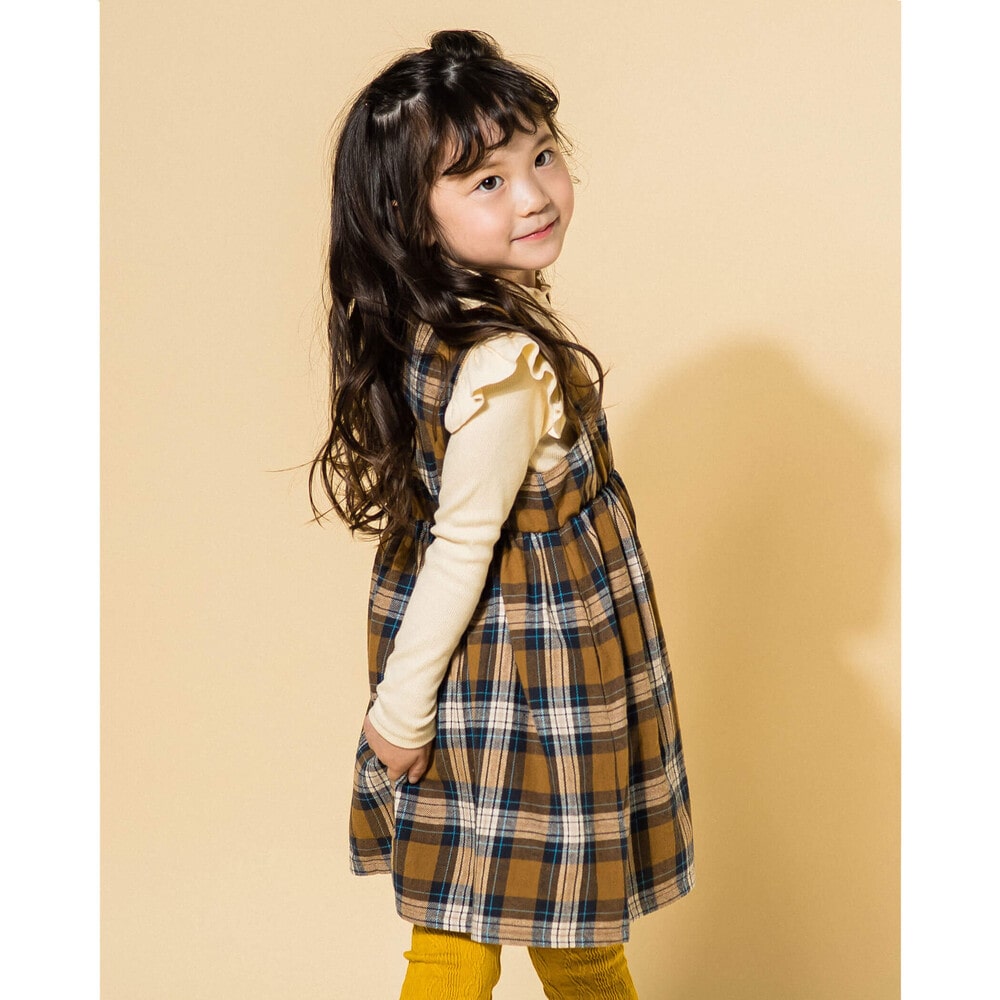 予約中!】 ジャンパースカート ワンピース 女の子 90㎝ ファミリア レトロ くま うさぎ 耳 ジャンパースカート ワンピース チェック