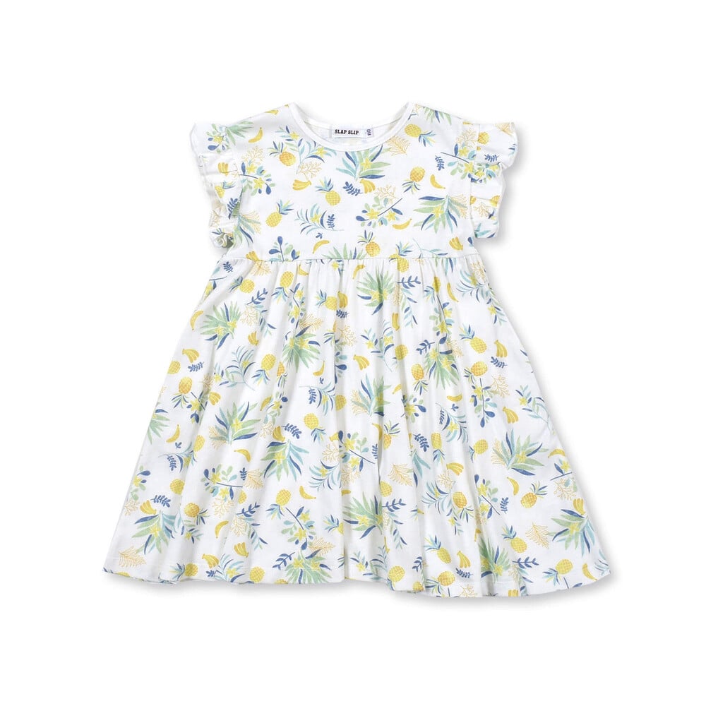 ボタニカル柄 フリル ワンピース(80~130cm) ベージュ系 120cm