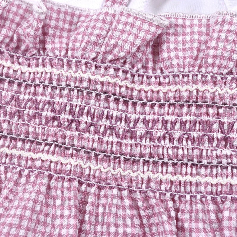 スモッキング リボン ワンピース (80~130cm) パープル系 130cm