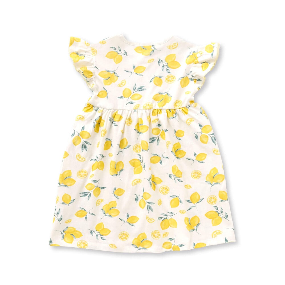 【 お揃い 】 BIG プリント レモン バナナ おそろい ワンピース (80~130cm) オフホワイト系 90cm