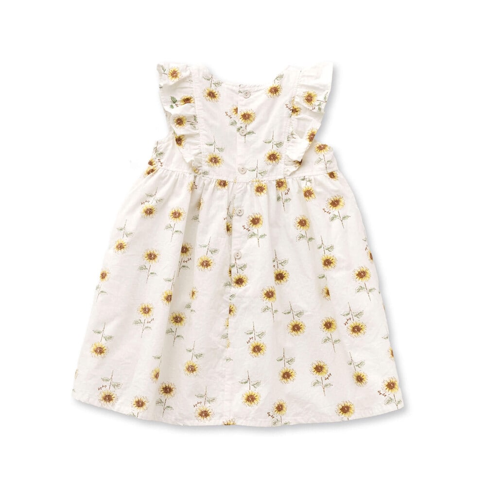 【 お揃い 】 ひまわり 総柄 デニム 布帛 ワンピース (80~130cm) ブルー系 90cm