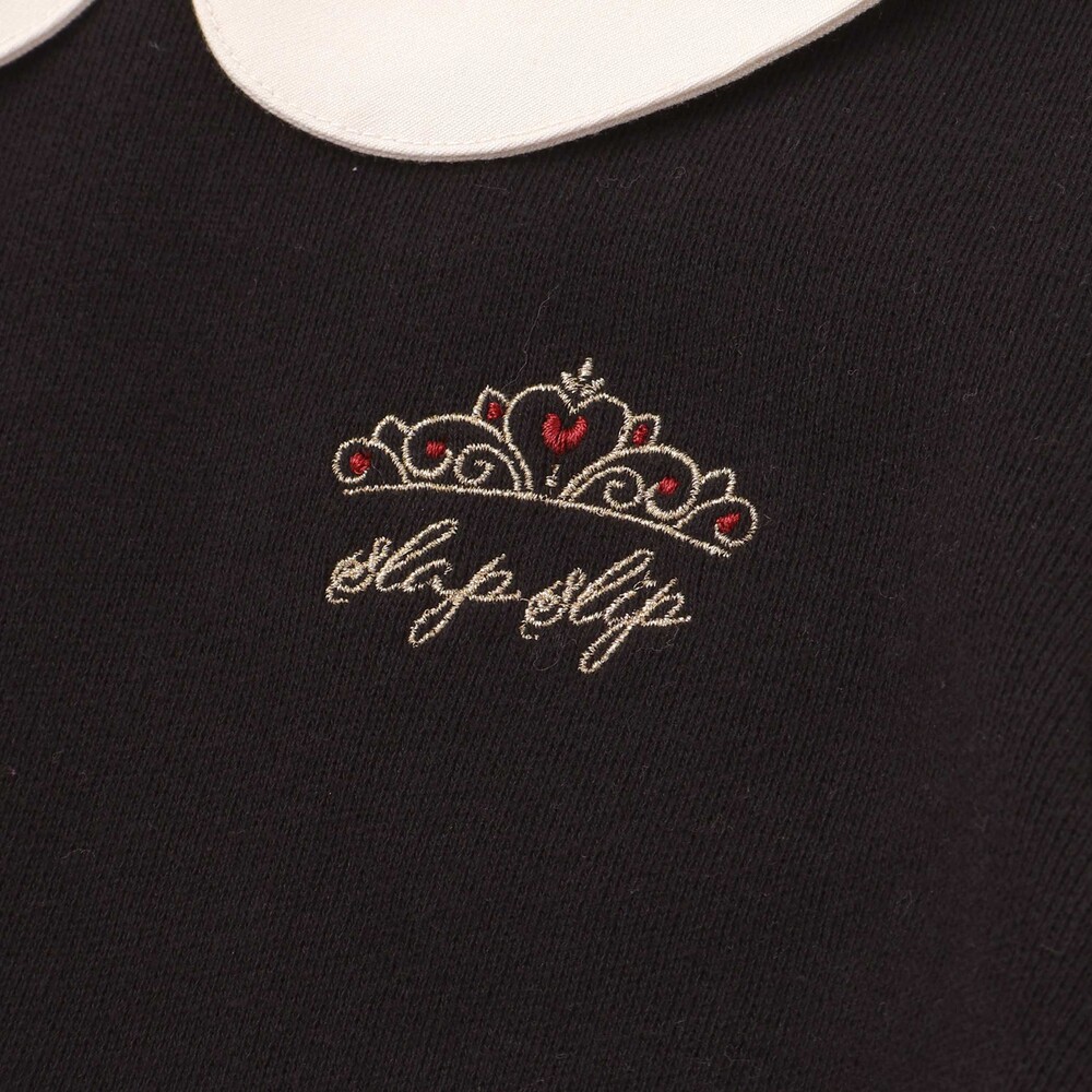 ティアラ刺しゅう付きチェックプリーツドッキングワンピース(90~130cm) ブラック×グレー系 90cm