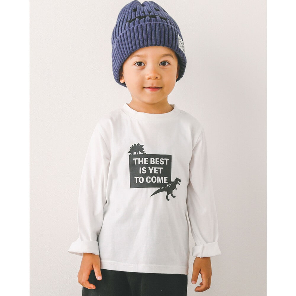 2点セット 恐竜 ロゴ プリント Tシャツ × 配色 切り替え ベスト (80~130cm) ネイビー 100cm