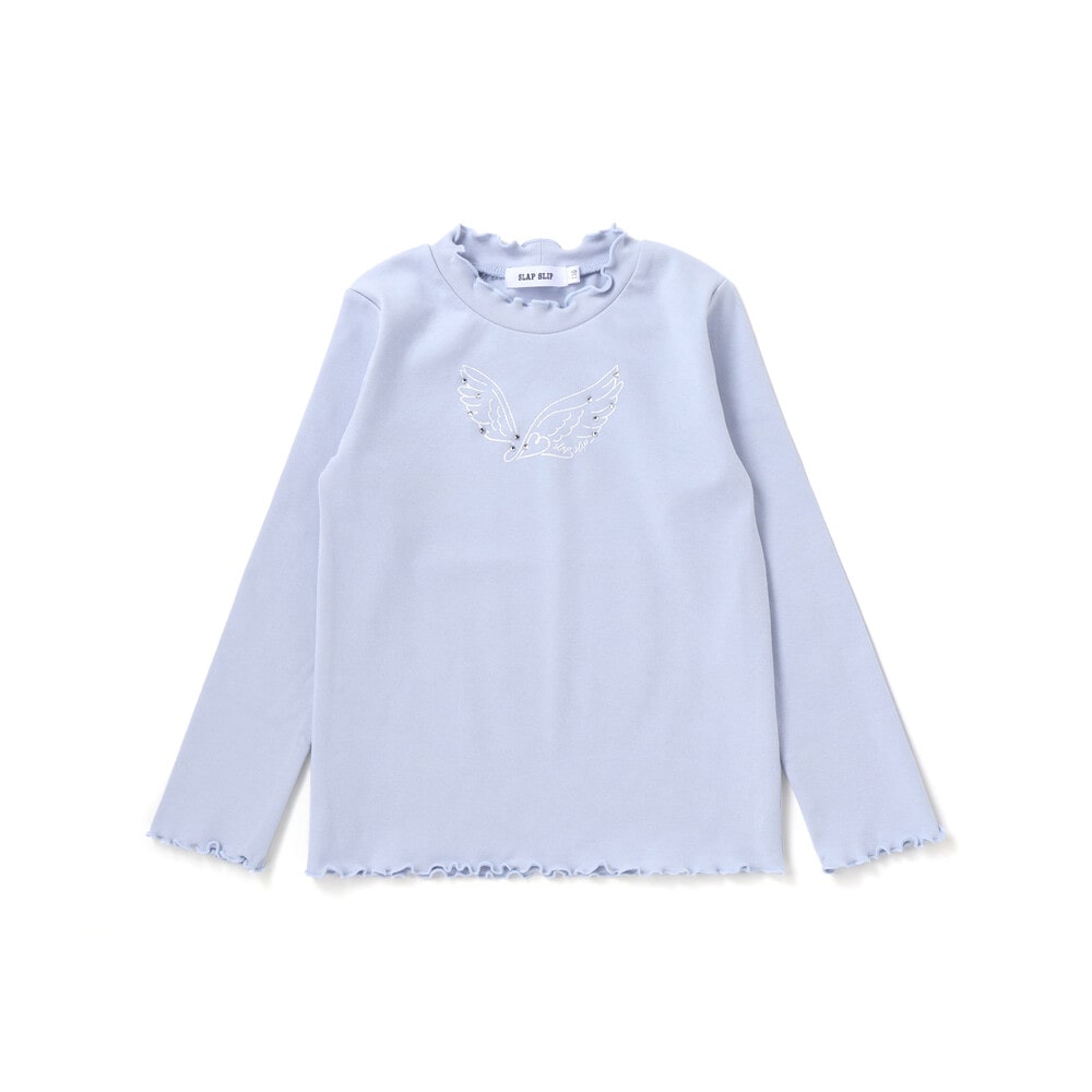 キラキラモチーフ長袖Tシャツ+ファーキャミワンピセット(90~130cm) 薄ブルー×オフホワイト 90cm