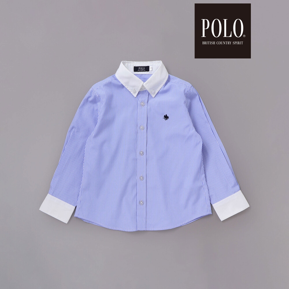 【POLO BCS(ポロ・ビーシーエス)×SLAP SLIPコラボ】無地チェックスーツ+シャツ3点セット(110~130cm) ネイビー 110cm