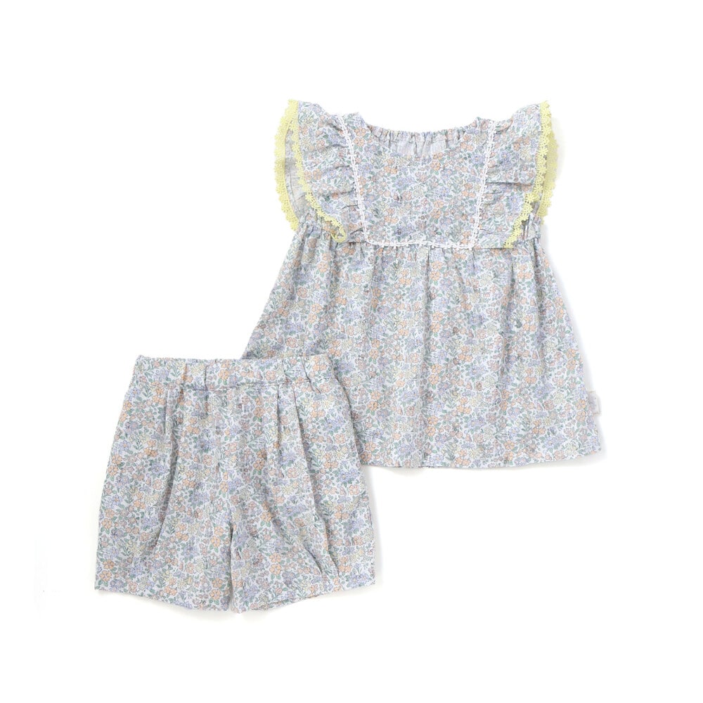 花柄チュニック+ショーパンセットアップ(80~130cm) イエロー系 80cm