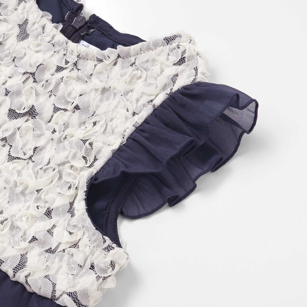 ふわふわオーガンジーフリルリボンペプラムドレス風ジャンパースカート(90~130cm) ピンク 90cm