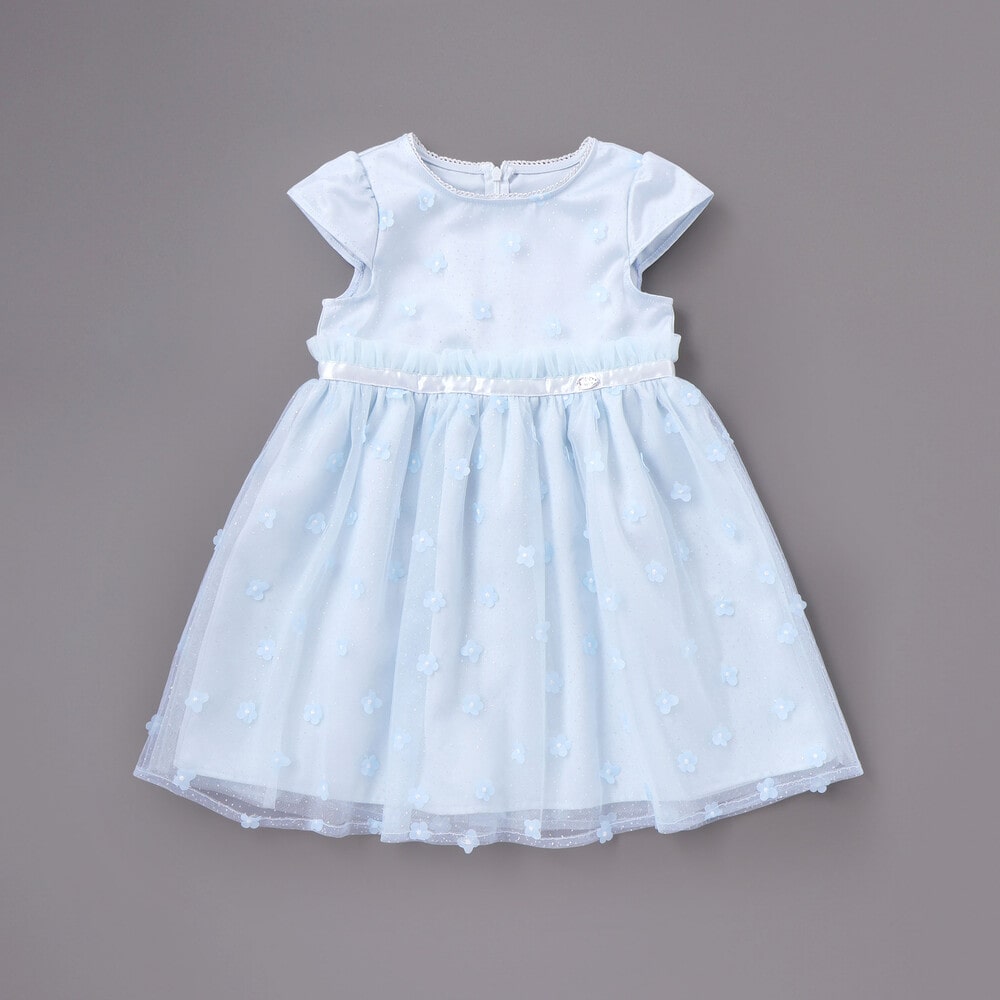 お花チュールワンピース(110~130cm) ブルー 110cm