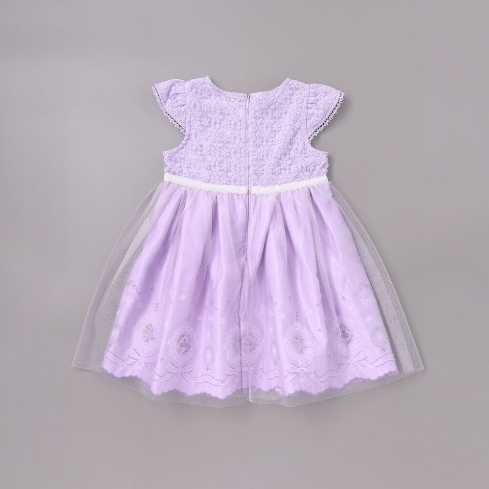 花レースフェミニンモチーフ刺しゅう裾スカラップジャンパースカート(110~130cm) パープル 110cm