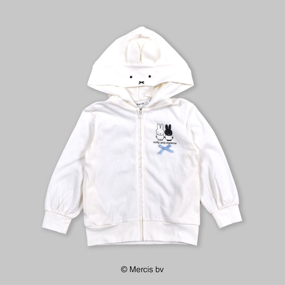 【miffy×SLAP SLIPコラボアイテム】ミッフィー なりきり フェイス プリント フード パーカー(80~130cm) ベージュ 100cm