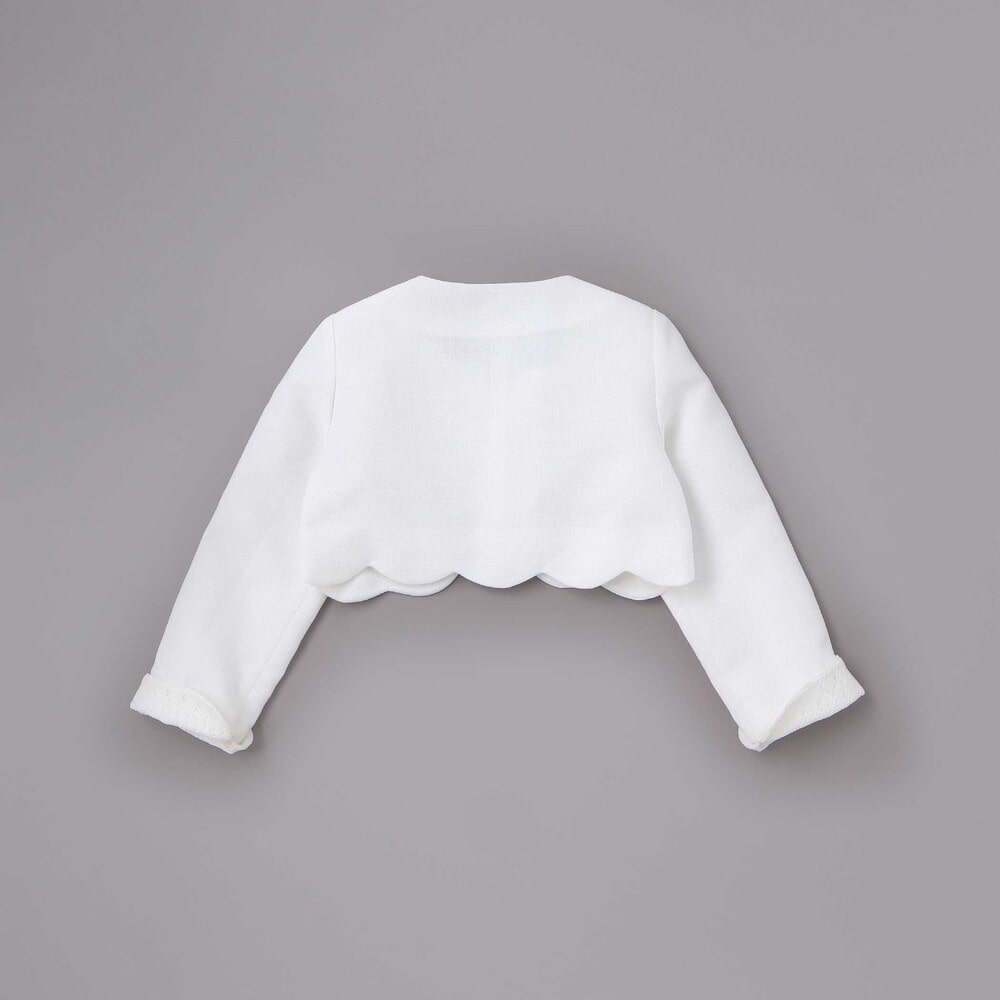 袖折り返しレース刺しゅう裾スカラップボレロ(110~130cm) ネイビー 110cm