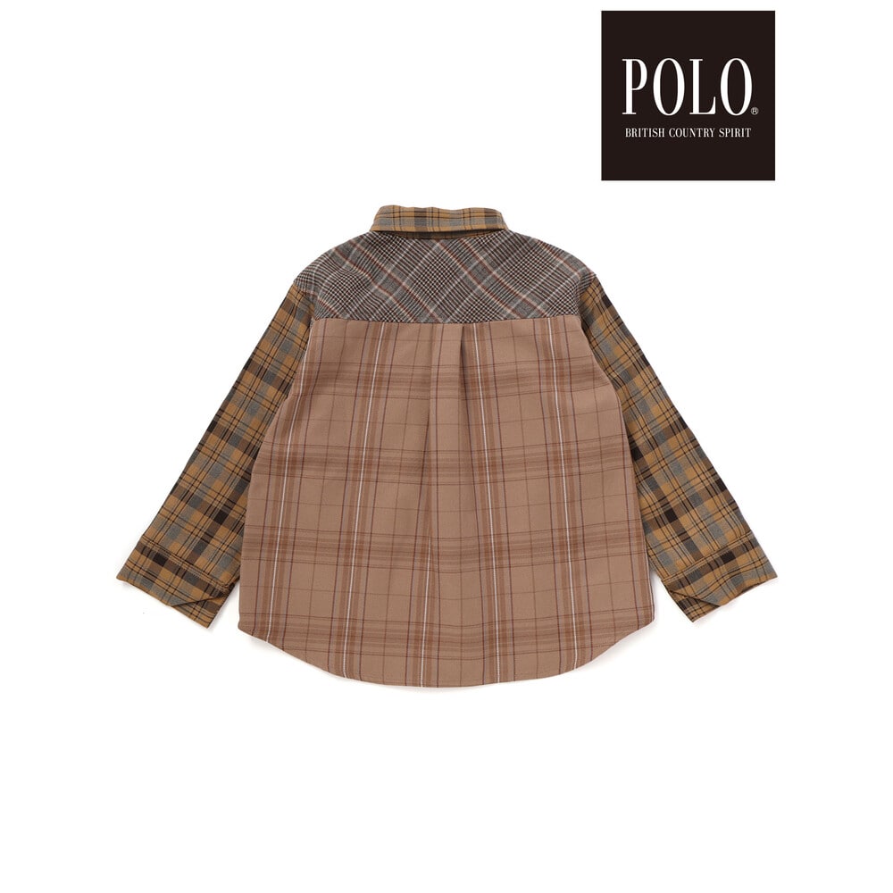 【POLO BCS(ポロ・ビーシーエス)×SLAP SLIP】切り替えシャツ(80~130cm) ベージュ系 80cm