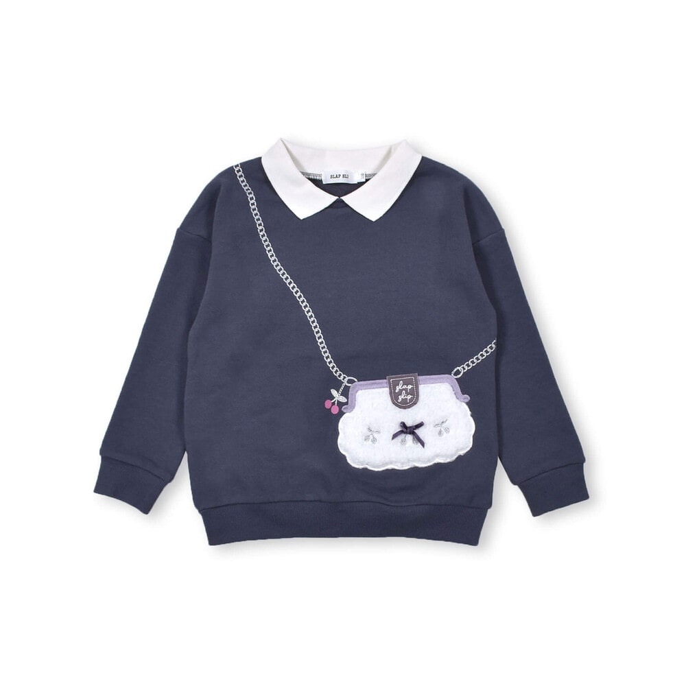 チェリー 刺繍 がま口 ボア ポシェット 襟付き トレーナー (80~130cm 