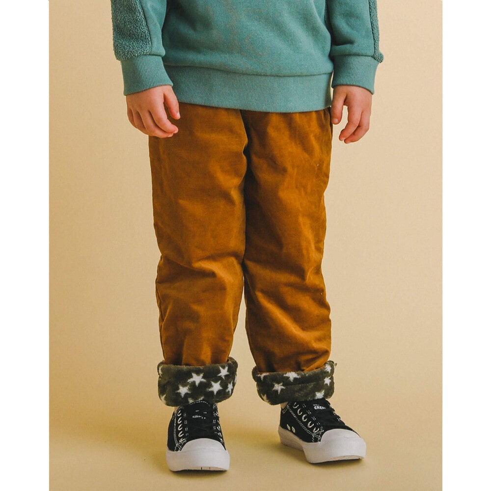 リバーシブル コールテン × 星 ボア モンスター 刺繍 パンツ (80~130cm) グレー 80cm