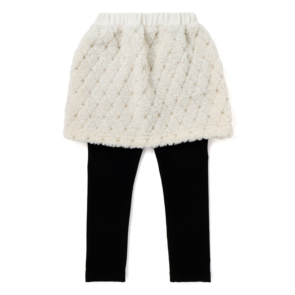 【お揃い】もこもこキラキラボアスカッツ(80~130cm) オフホワイト 80cm