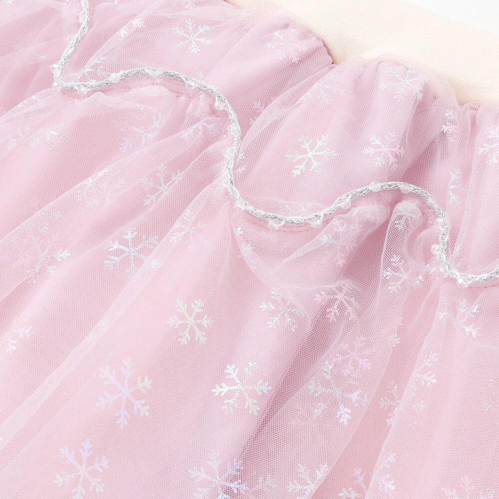 ふわふわドット雪柄チュールセミフレアスカッツ(80~120cm) ブルー 80cm