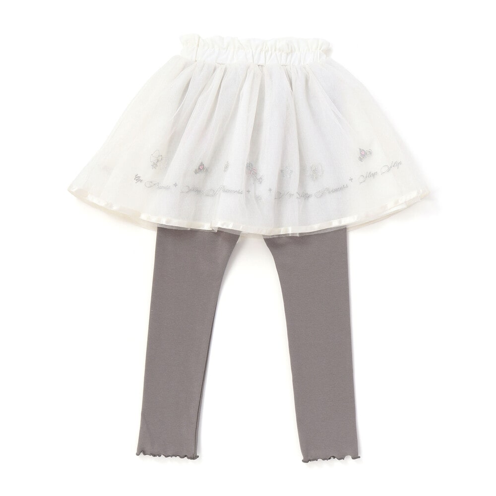 【スラプリ】レギンスドッキングチュールスカッツ(80~130cm) ホワイト 90cm