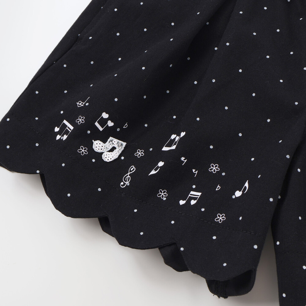 キラキラプリント裾スカラップリボン付きショートパンツ(90~130cm) ブラック系 90cm