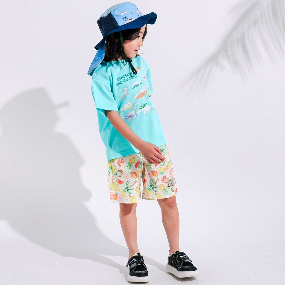 【お揃い】トロピカル総柄ショートパンツ(80~130cm) ブルー系 80cm