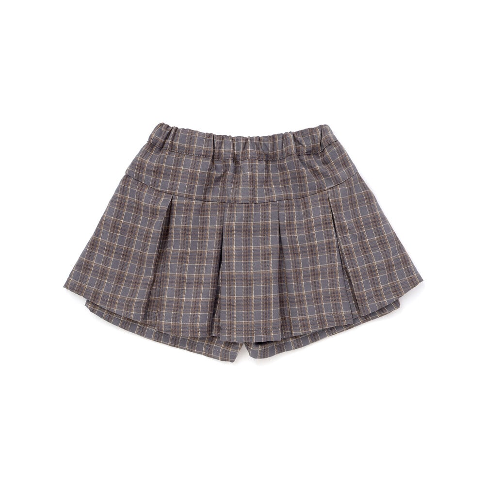 プリーツチェック柄スカパン(90~130cm) グレー系 90cm