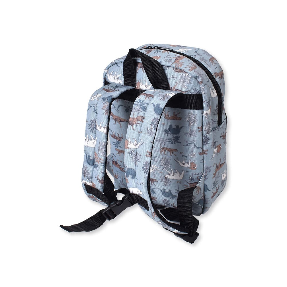 総柄 恐竜 働く車 ポケット 付き リュック (S~M)(S グレー系): グッズ