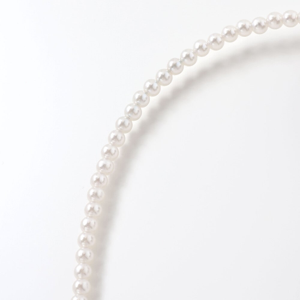 リボン付きパールビーズカチューシャ ネイビー ワンサイズ