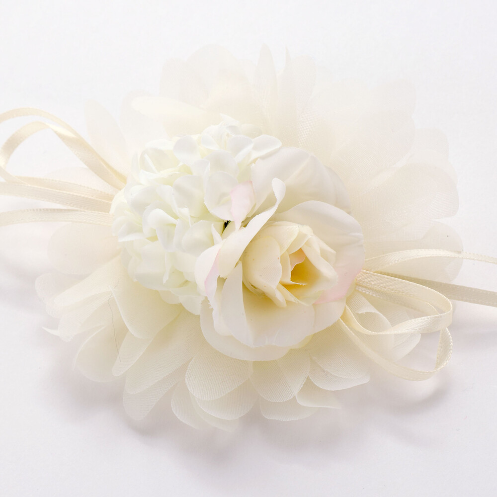 フラワーチュールリボンコサージュ ブルー ワンサイズ