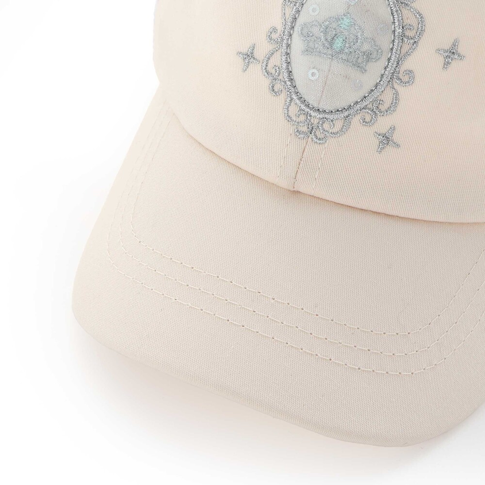 キラキラパッチ刺しゅうリボンメッシュキャップ(52~54cm) オフホワイト S(52cm)