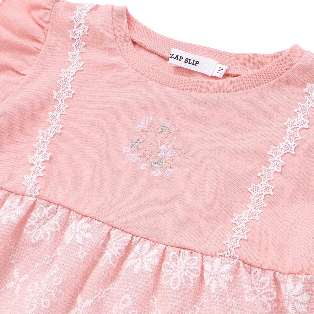 【接触冷感】レースティアード半袖Tシャツ(80~130cm) ピンク 80cm