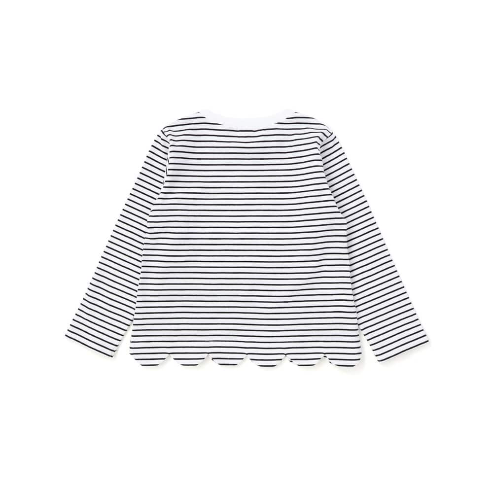 裾スカラップウサギクマネコモチーフ長袖Tシャツ(80~130cm) ブラック系 80cm