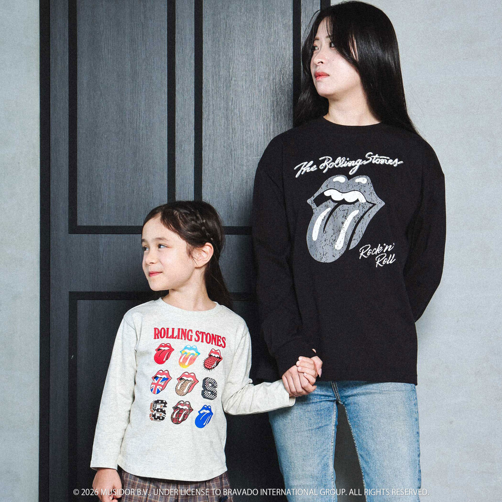 【ザ・ローリング・ストーンズxSLAP】フロントxバックロゴプリント長袖Tシャツ大人 オフホワイト ワンサイズ