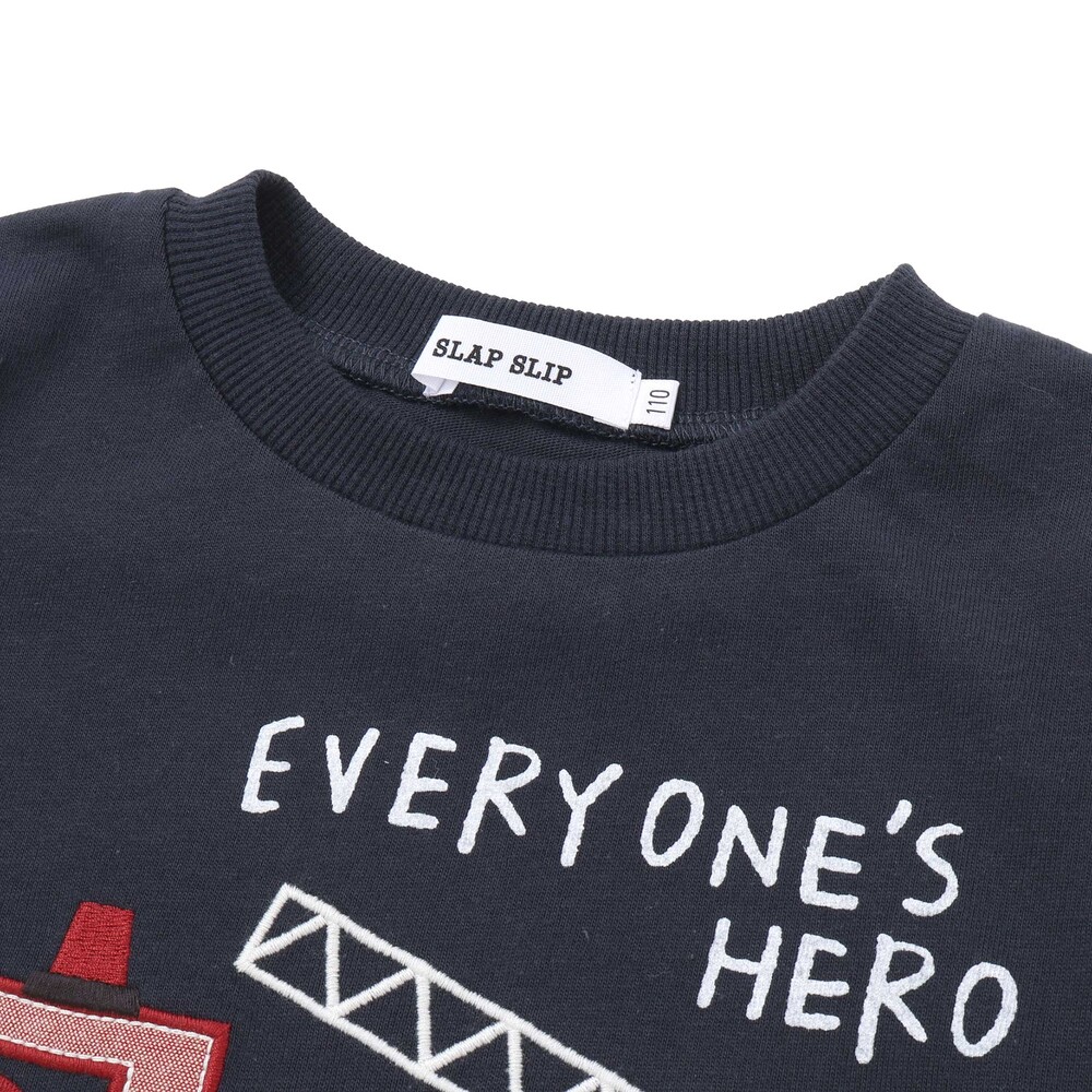 乗り物プリント袖切り替え長袖Tシャツ(80~130cm) ネイビー 80cm
