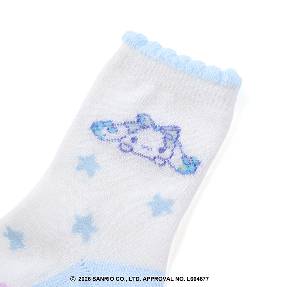 【シナモロール/ポムポムプリン×SLAPSLIP】履き口スカラップソックス(13~21cm) ブルー S(13-15cm)