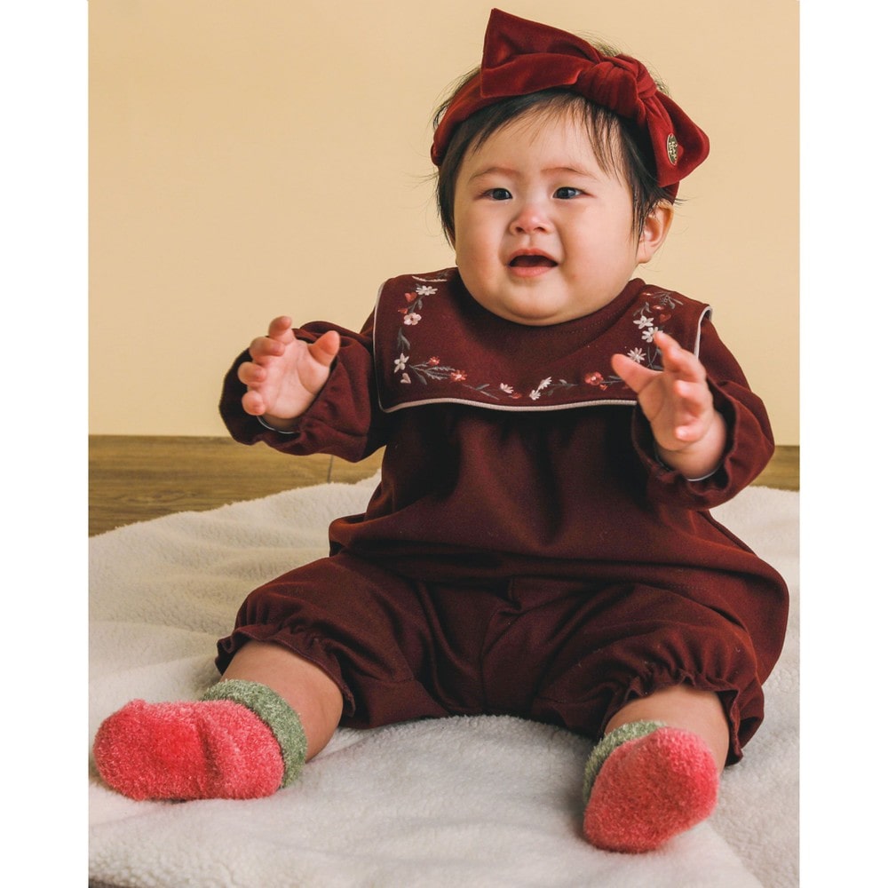 チャーム ベロアフリース リボン カチューム ベビー ネイビー ワンサイズ