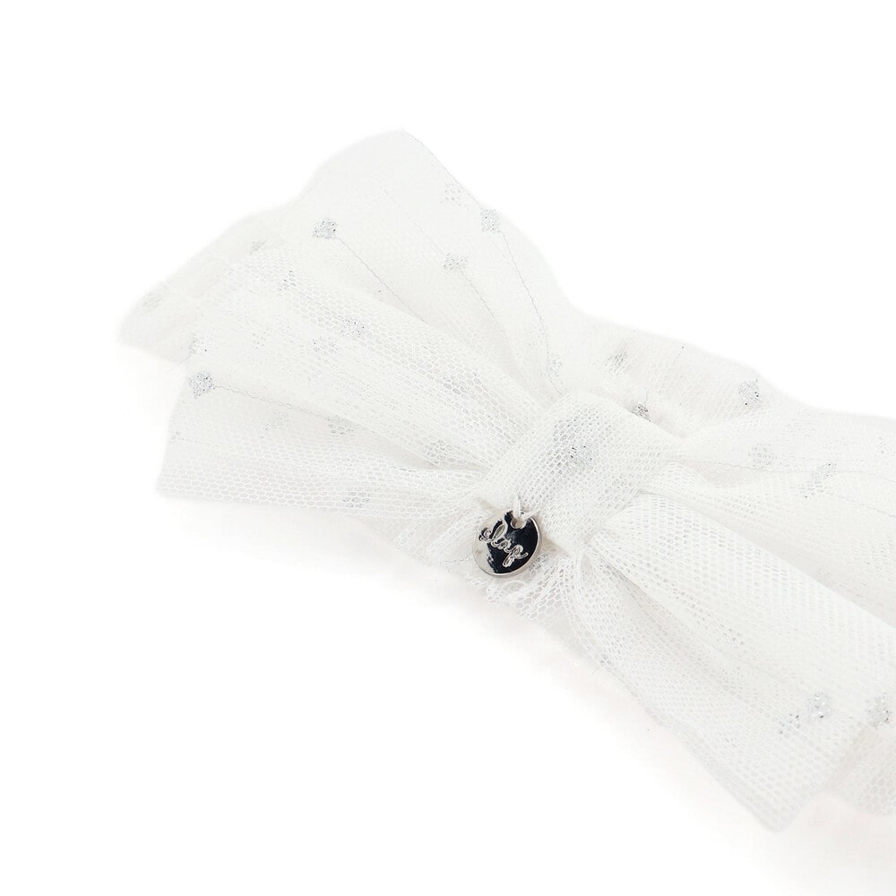 リボンチュールヘアバンドベビー ホワイト ワンサイズ