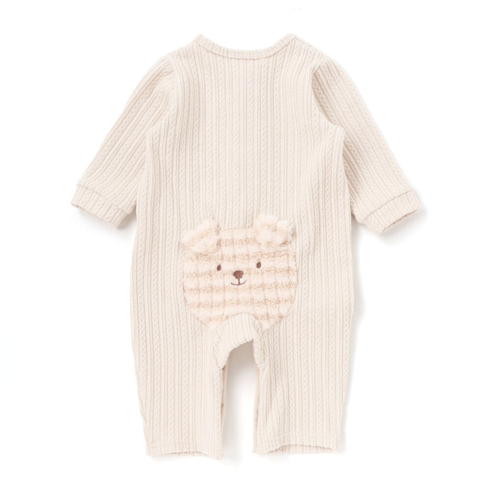 アニマルウサギイヌ恐竜モコモコおしりモチーフロンパース(60~80cm) ベージュ(イヌ) 60cm