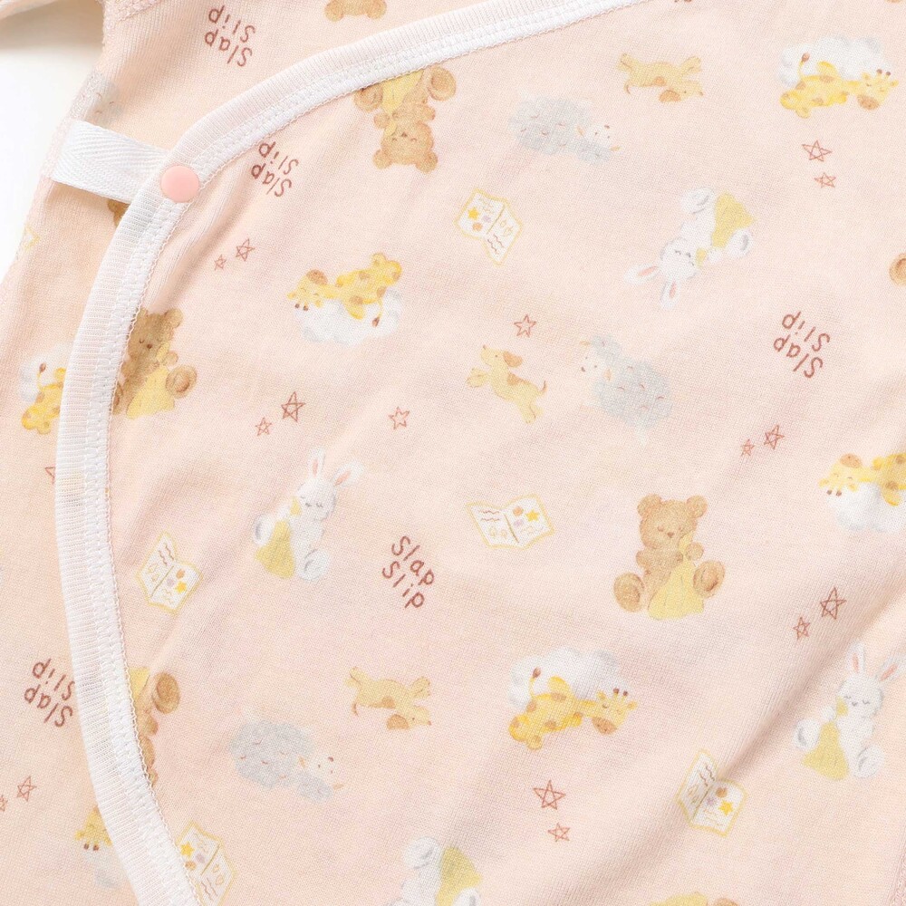 総柄プリント長袖インナーロンパース 肌着ベビー(60~70cm) ピンク系 60cm