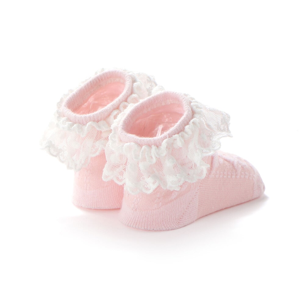 花モチーフ編みレースソックスベビー(9~12cm) オフホワイト ワンサイズ(9-12cm)