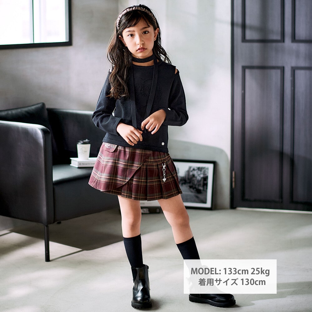 レイヤードプリーツスカパン(110~150cm) ネイビー 110cm