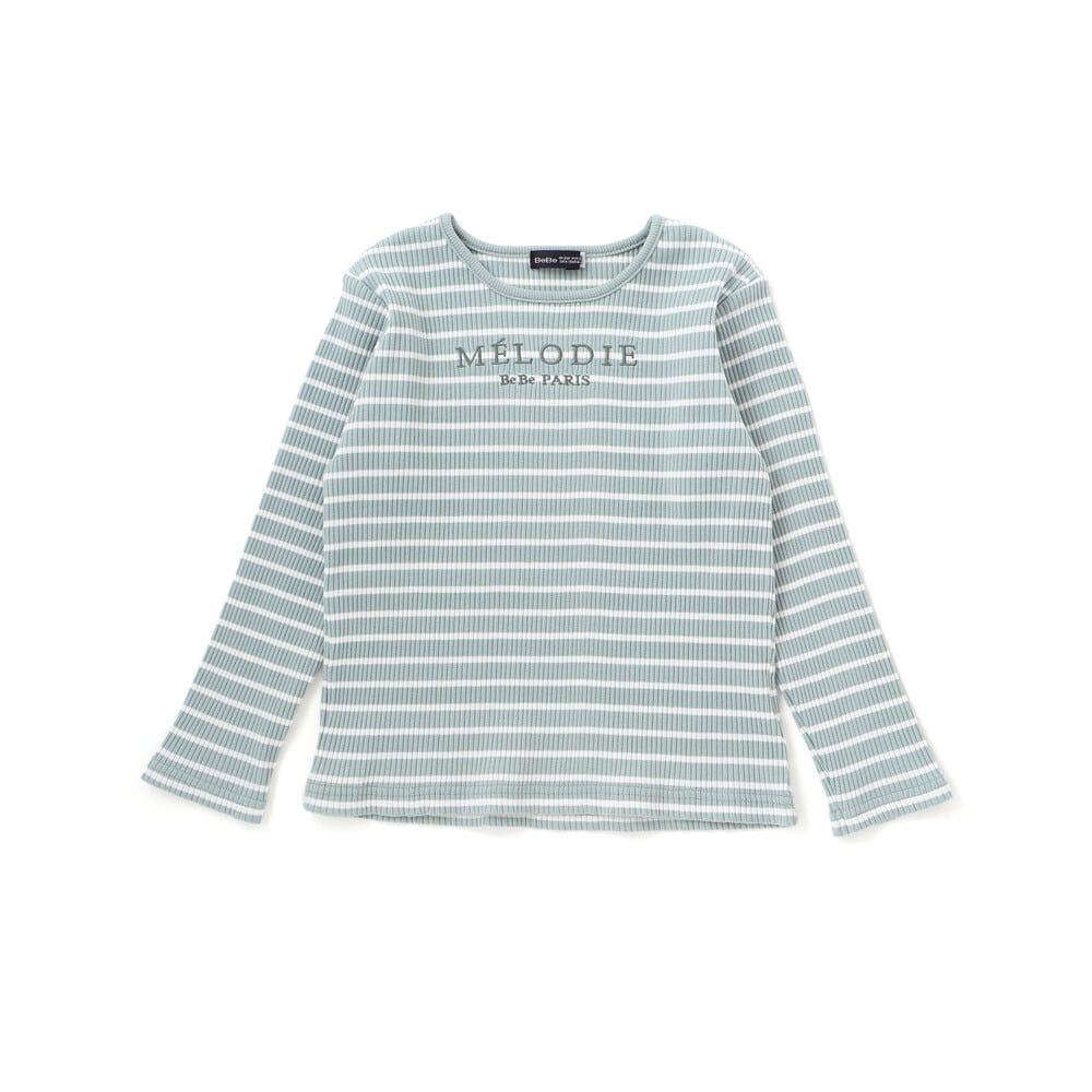 ラメジョーゼットシャーリングキャミ+リブボーダー長袖Tシャツセット(90~160cm) ホワイト 90cm