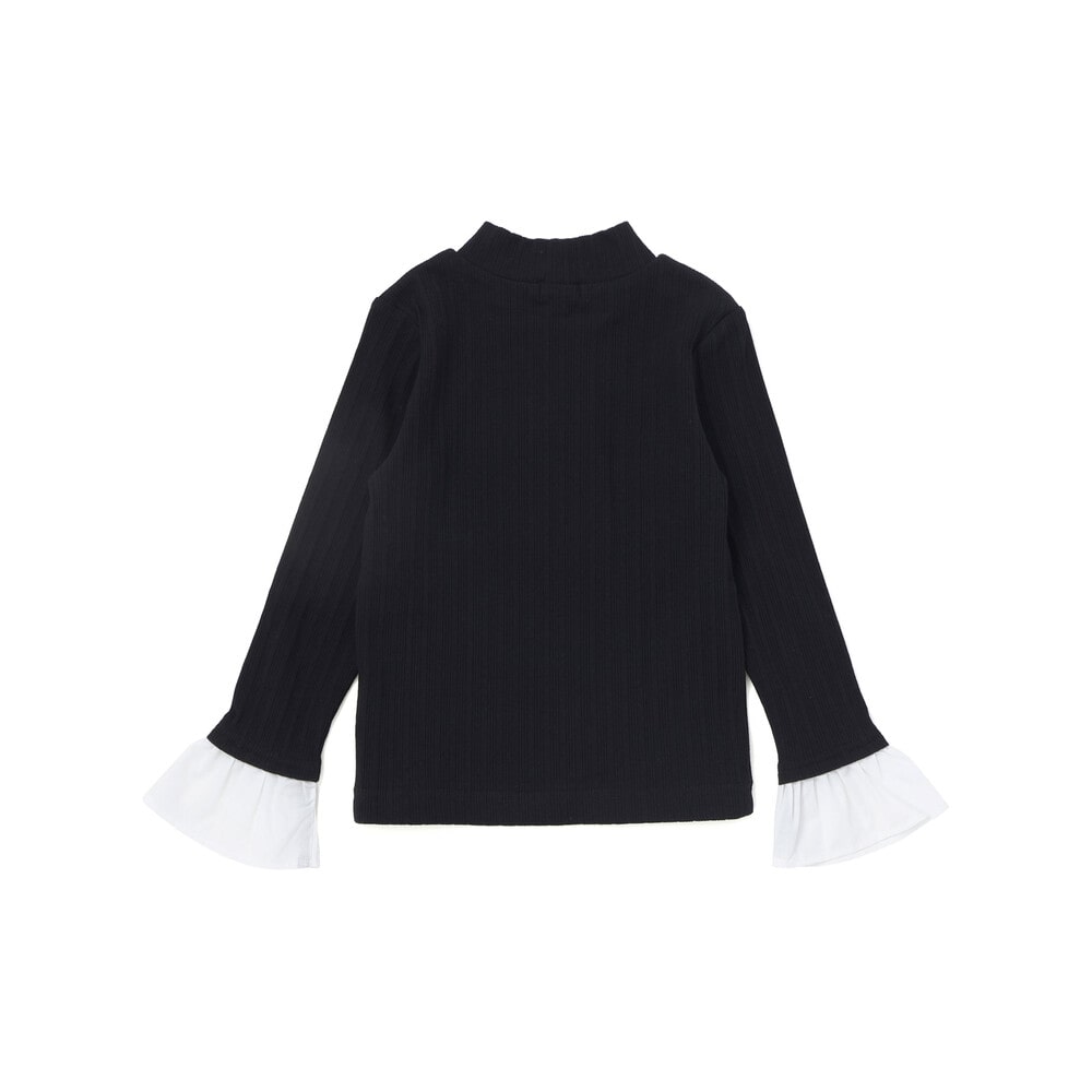 【お揃い】グレンチェック×ドットビスチェ+フリル袖テレコハイネックTシャツ セット(100~160cm) グレー系 100cm