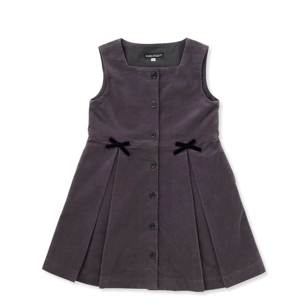 【お揃い】ボックスプリーツモールスキンジャンパースカート(90~150cm) ブラック 90cm