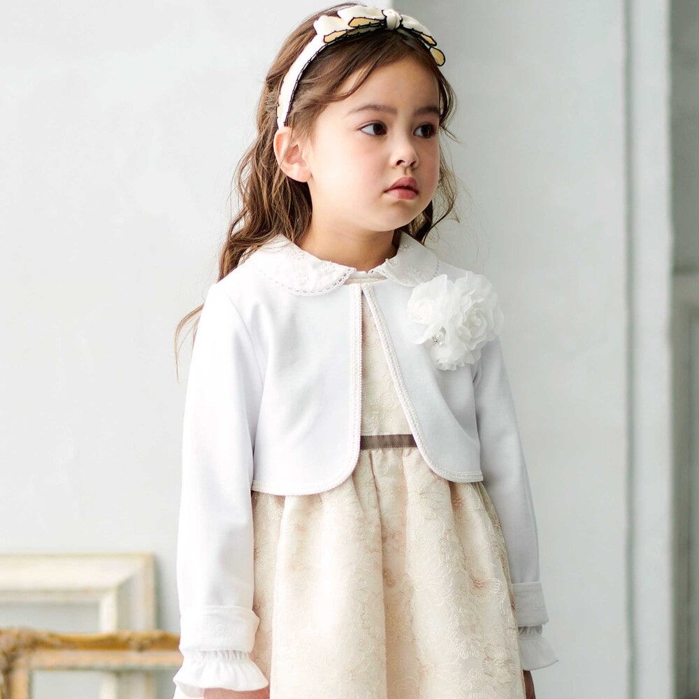 リップルポンチノーカラージャケット(110~130cm) ホワイト 110cm