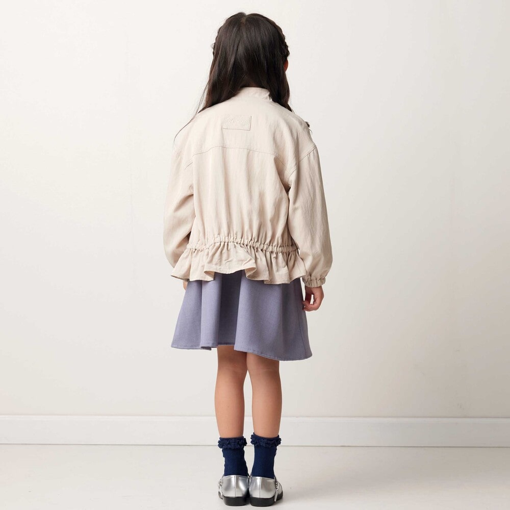 ワッシャーツイルフリルハイネックブルゾン(90~150cm) ブルー 90cm
